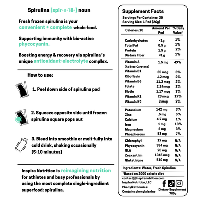 Inspira Spirulina | Raw, flash-frozen spirulina
