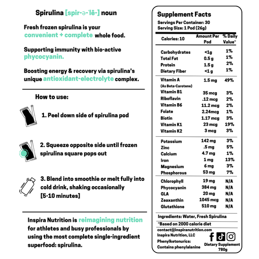 Inspira Spirulina | Raw, flash-frozen spirulina